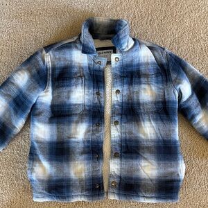 Old Navy Blue and White Plaid Jean Jacket for Kids